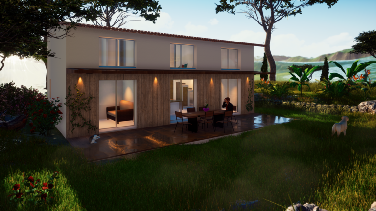 DP5 - Représentation Extérieur d'une Villa R+1 de 100m² à Bagnols en Forêt - Permis de Construire (PCMI) réalisés